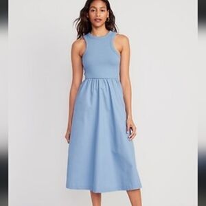 Sleeveless Blue Midi Dress